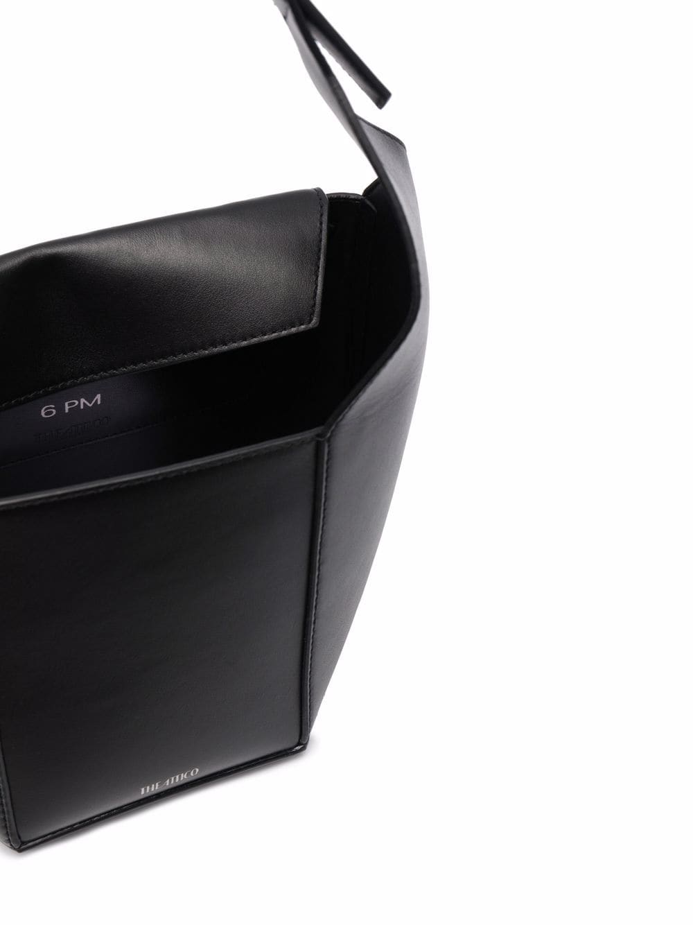 The Attico Leather Geometric Top Handle Bag in Black