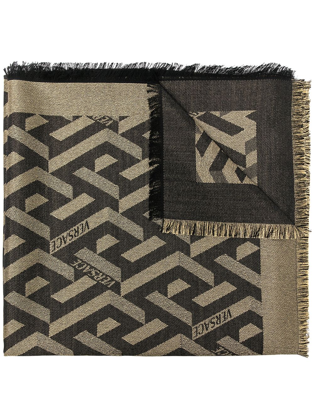 monogram frayed scarf
