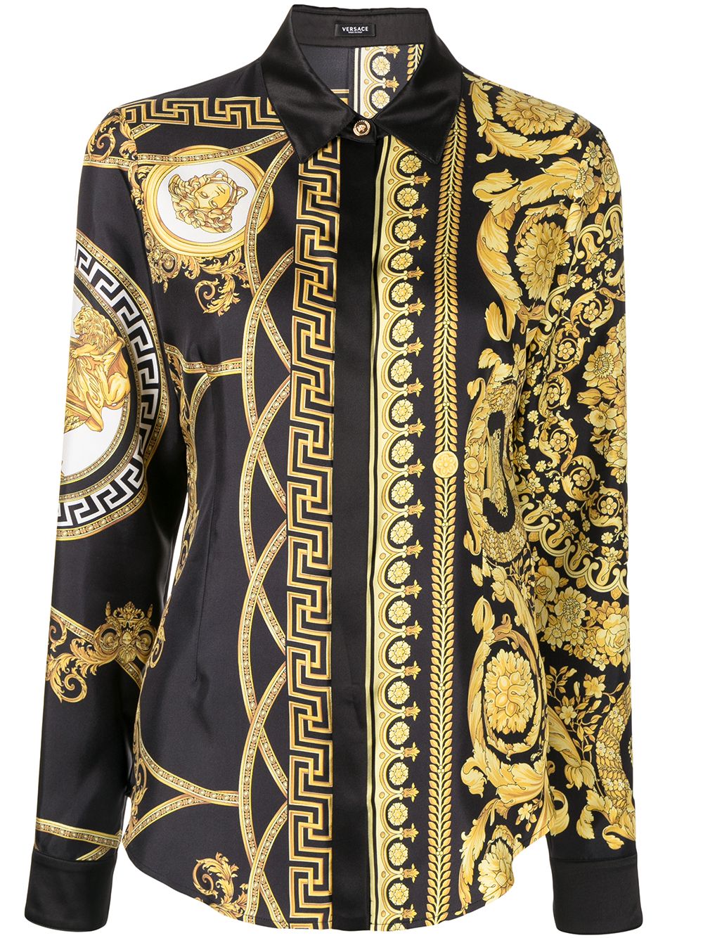 Shop Versace Coupe Des Dieux-print silk shirt with Express Delivery ...