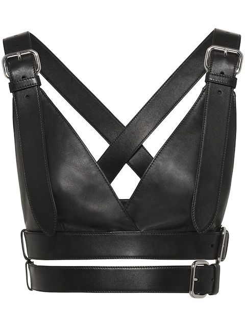 Miu Miu buckle-detail leather top