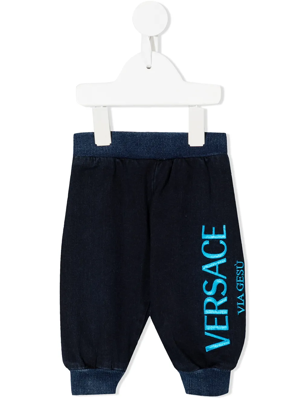 

Versace Kids pants con logo bordado - Azul