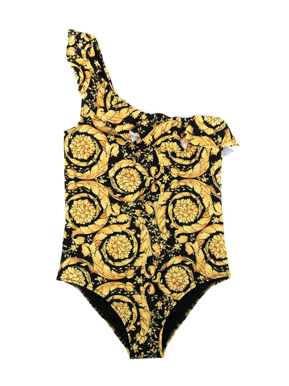 Image 1 of Versace Kids Barocco one-shoulder swimsuit