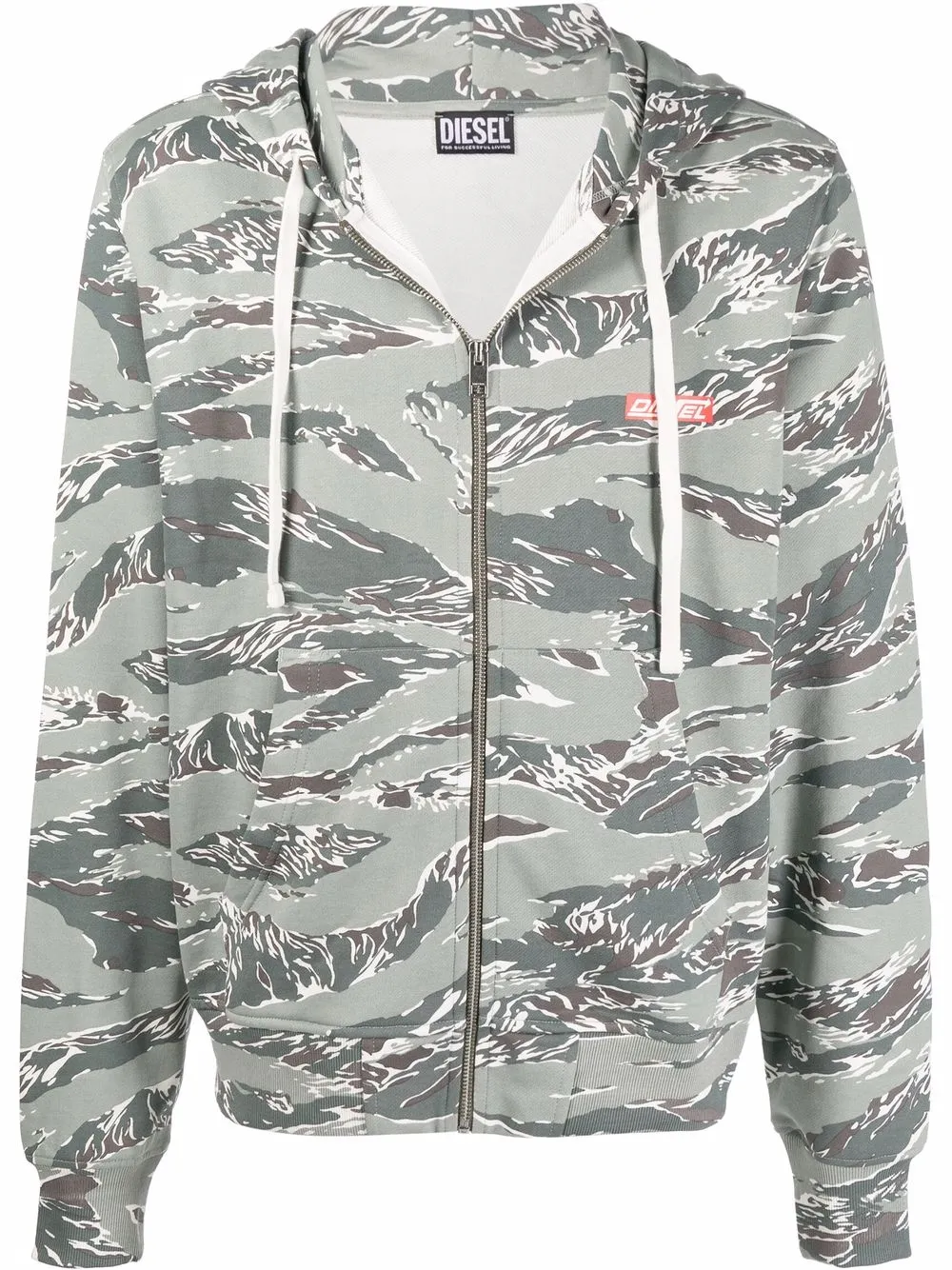 

Diesel camouflage-print zip-through hooded sweatshirt - Green