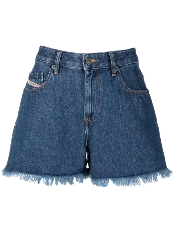Diesel Frayed Denim Shorts - Farfetch