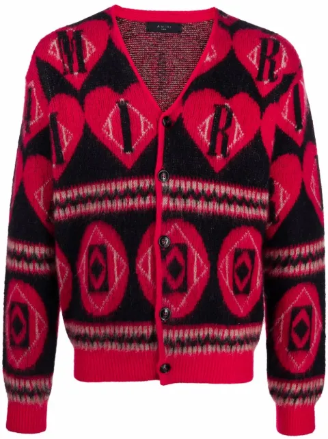 AMIRI logo heart intarsia-knit cardigan