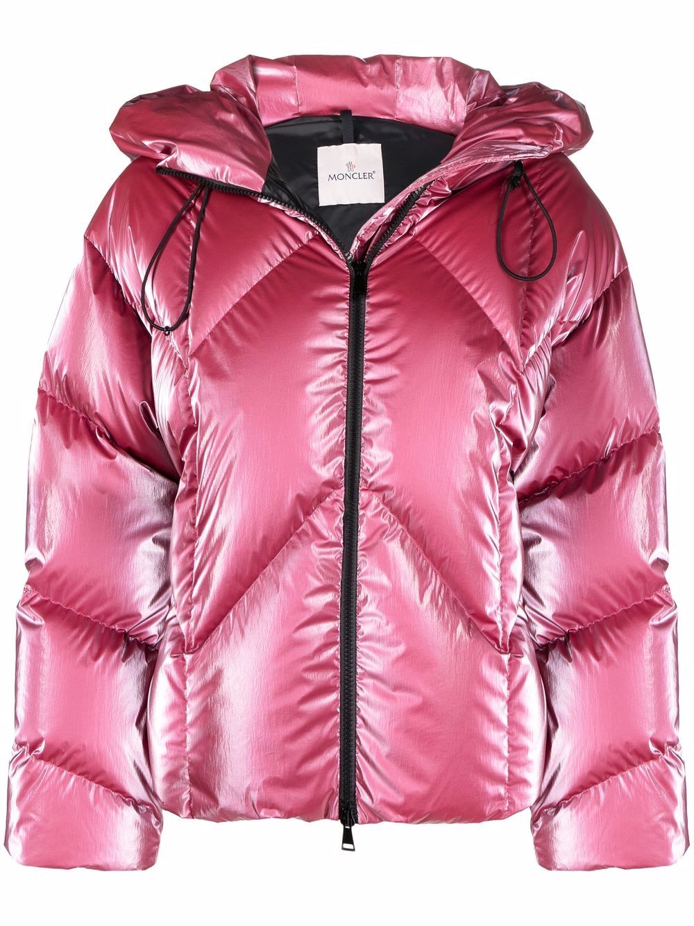 фото Moncler пуховик frele с эффектом металлик