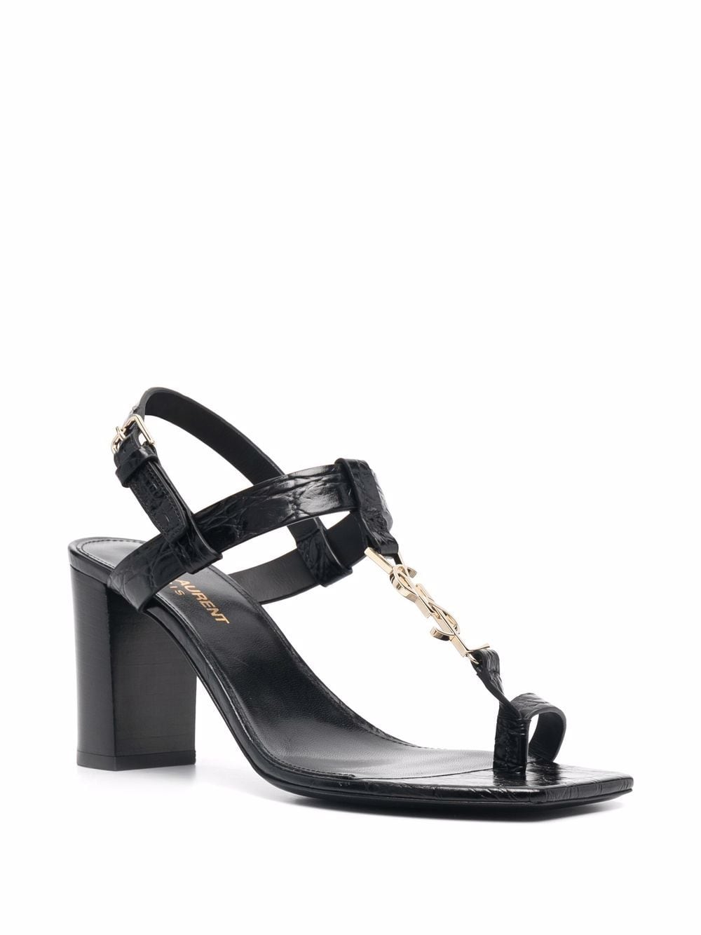 Saint Laurent Cassandra leren sandalen - Zwart