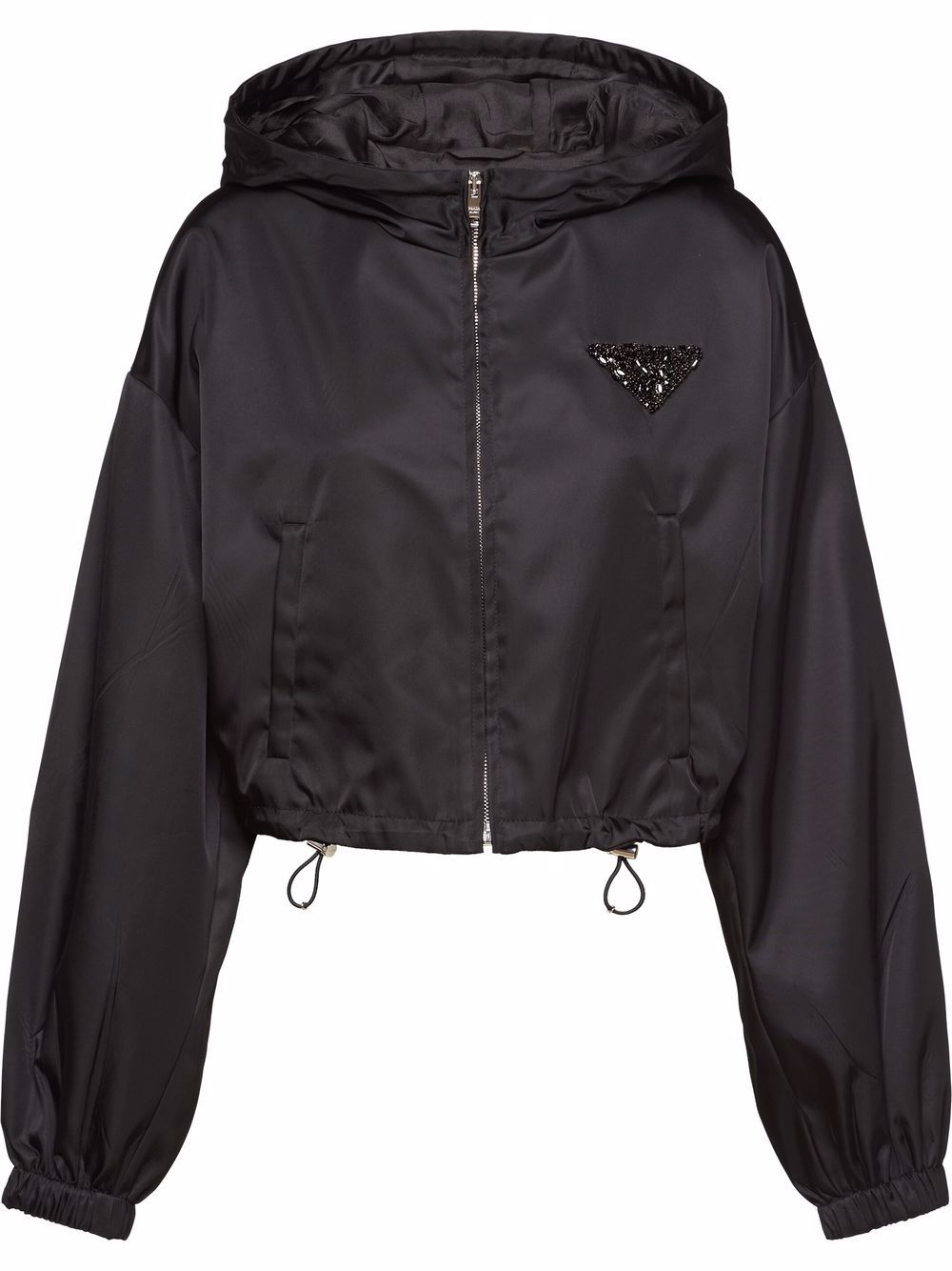 Prada Re-Nylon Crystal logo-patch Hooded Jacket - Farfetch