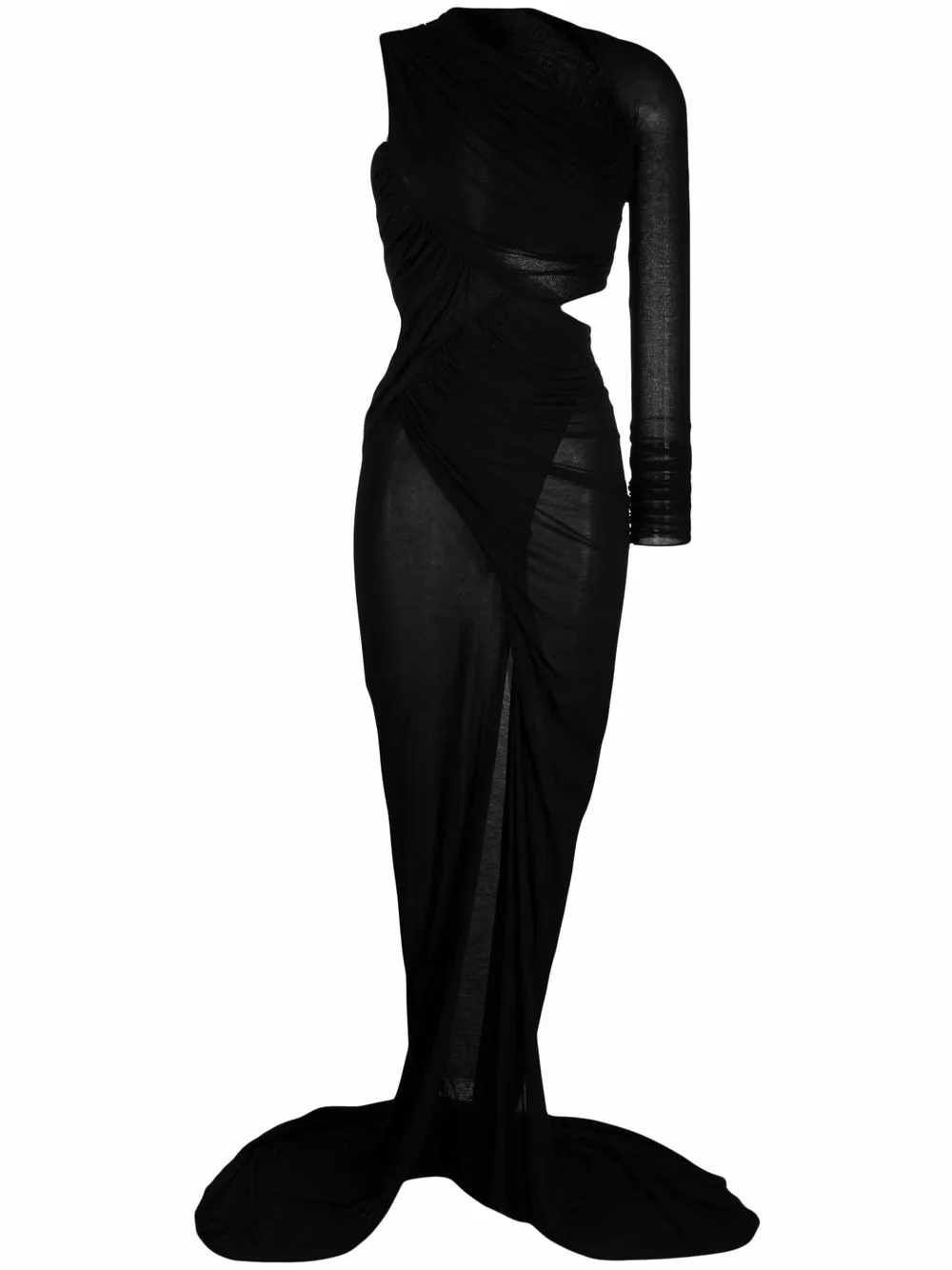 ruched-detail one-shoulder gown