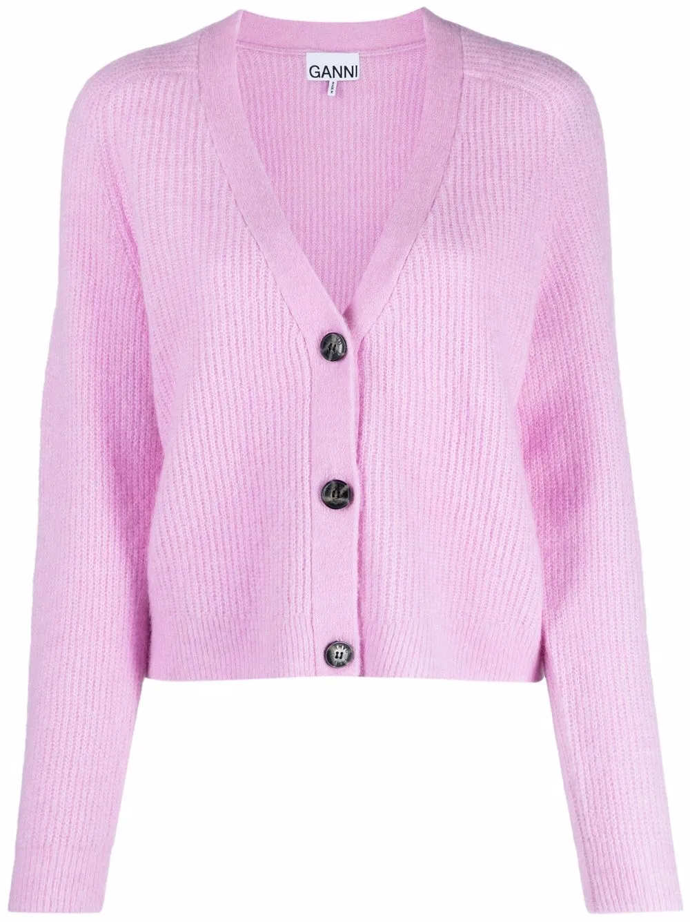 

GANNI ribbed V-neck cardigan - Purple