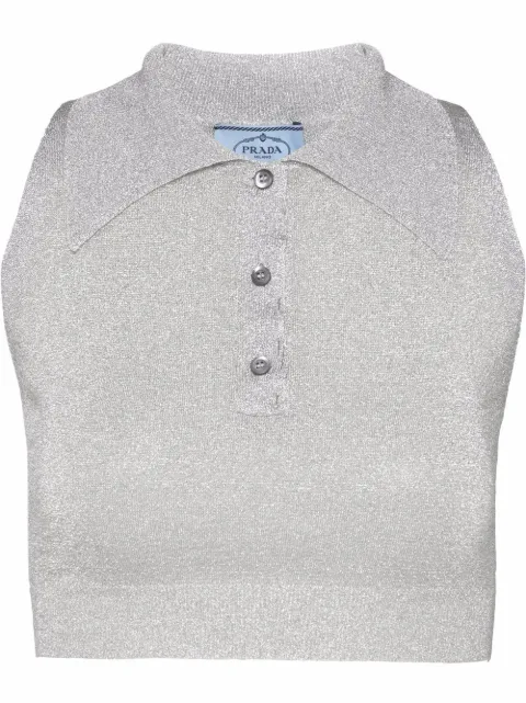 Prada metallic-threading crop top