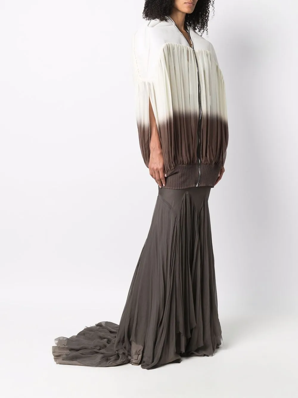 Rick Owens Girdered Bubble Pleated Jacket In Neutrals