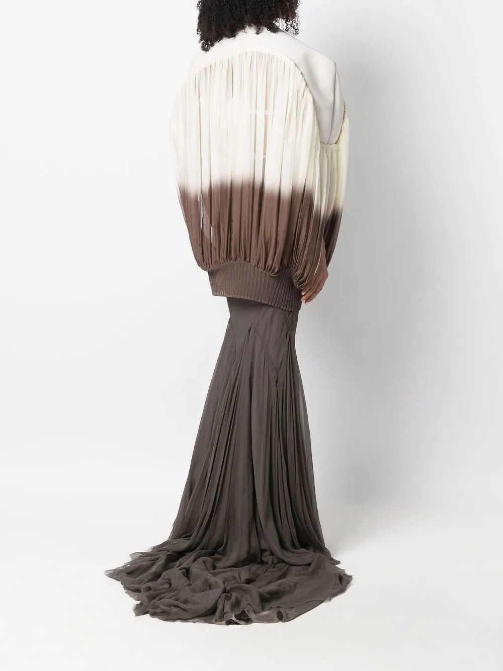 Rick Owens Girdered Bubble Pleated Jacket In Neutrals