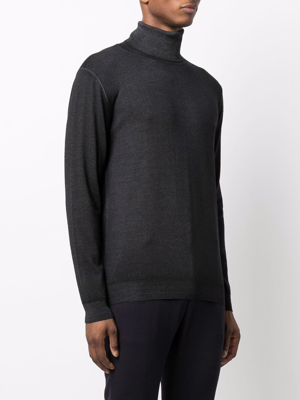 Shop Dondup Roll-neck Merino Wool Jumper In Schwarz