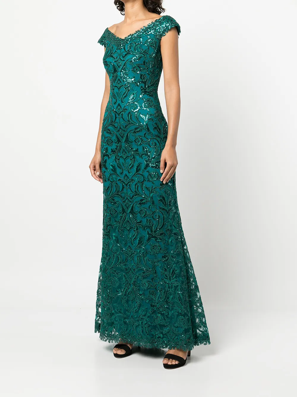 фото Tadashi shoji платье с аппликацией и рукавами кап