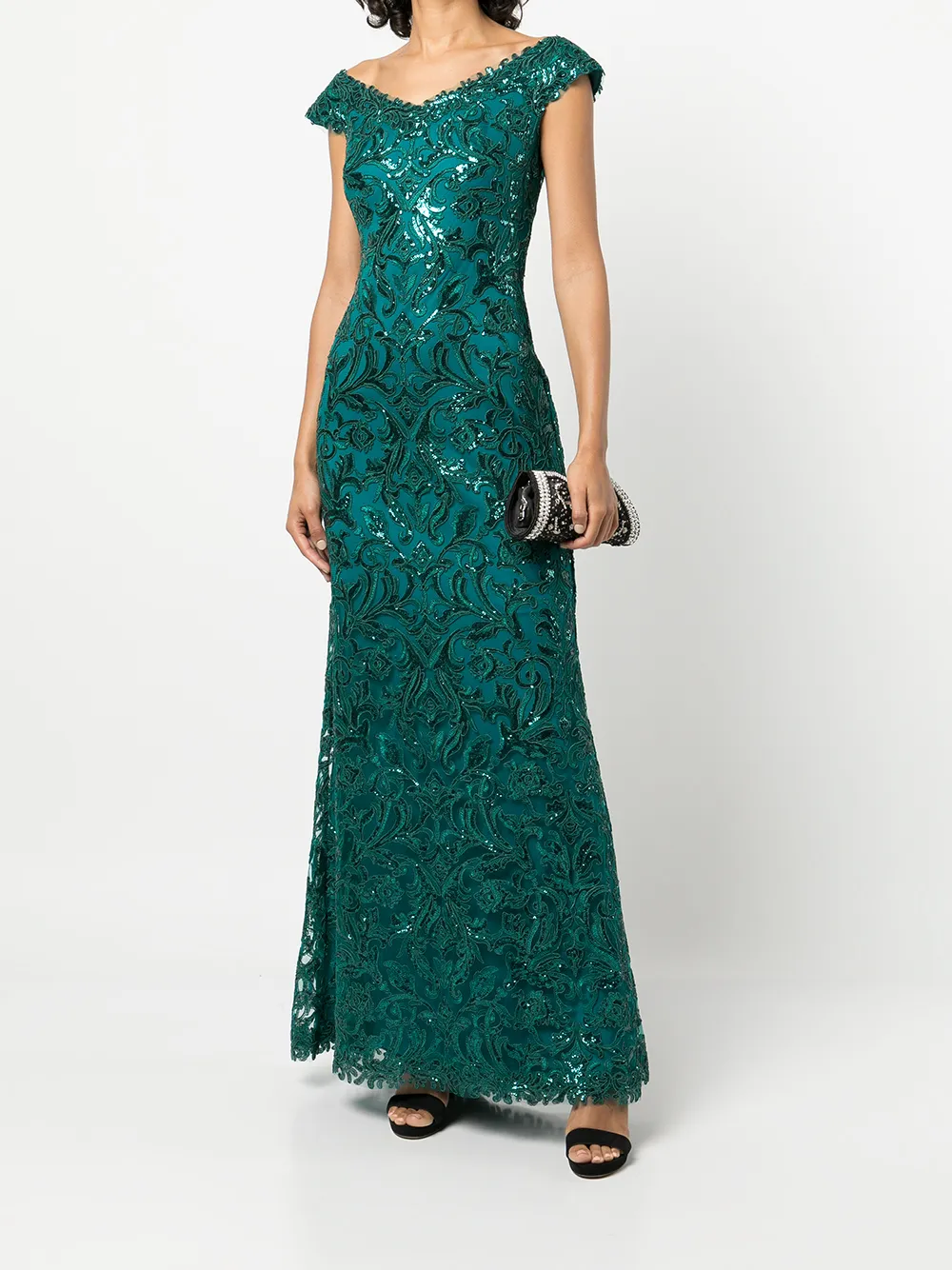 фото Tadashi shoji платье с аппликацией и рукавами кап