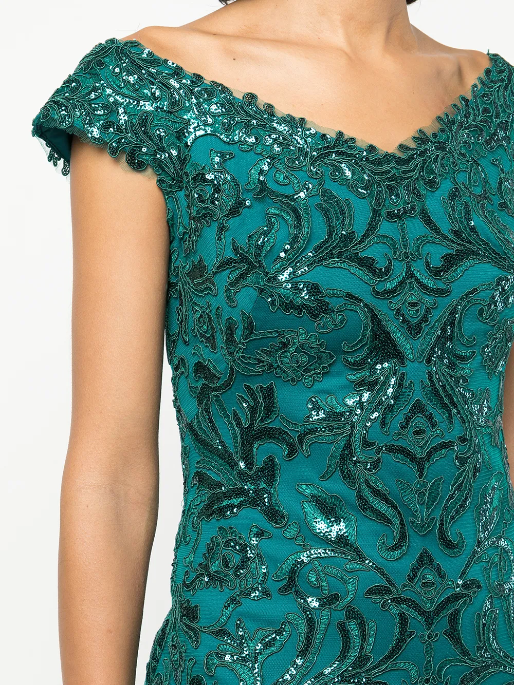 фото Tadashi shoji платье с аппликацией и рукавами кап
