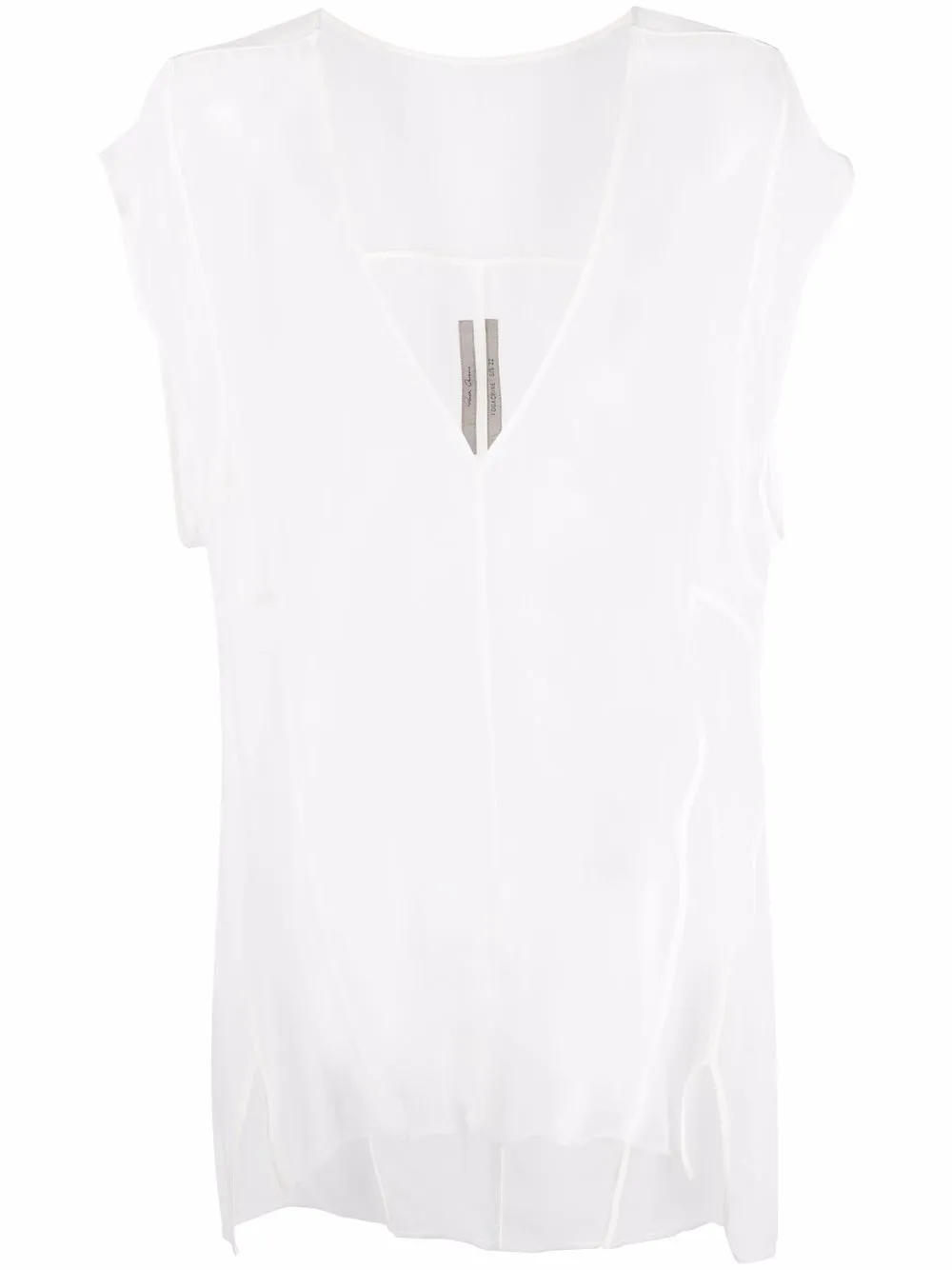 

Rick Owens V-neck sheer silk T-shirt - Neutrals