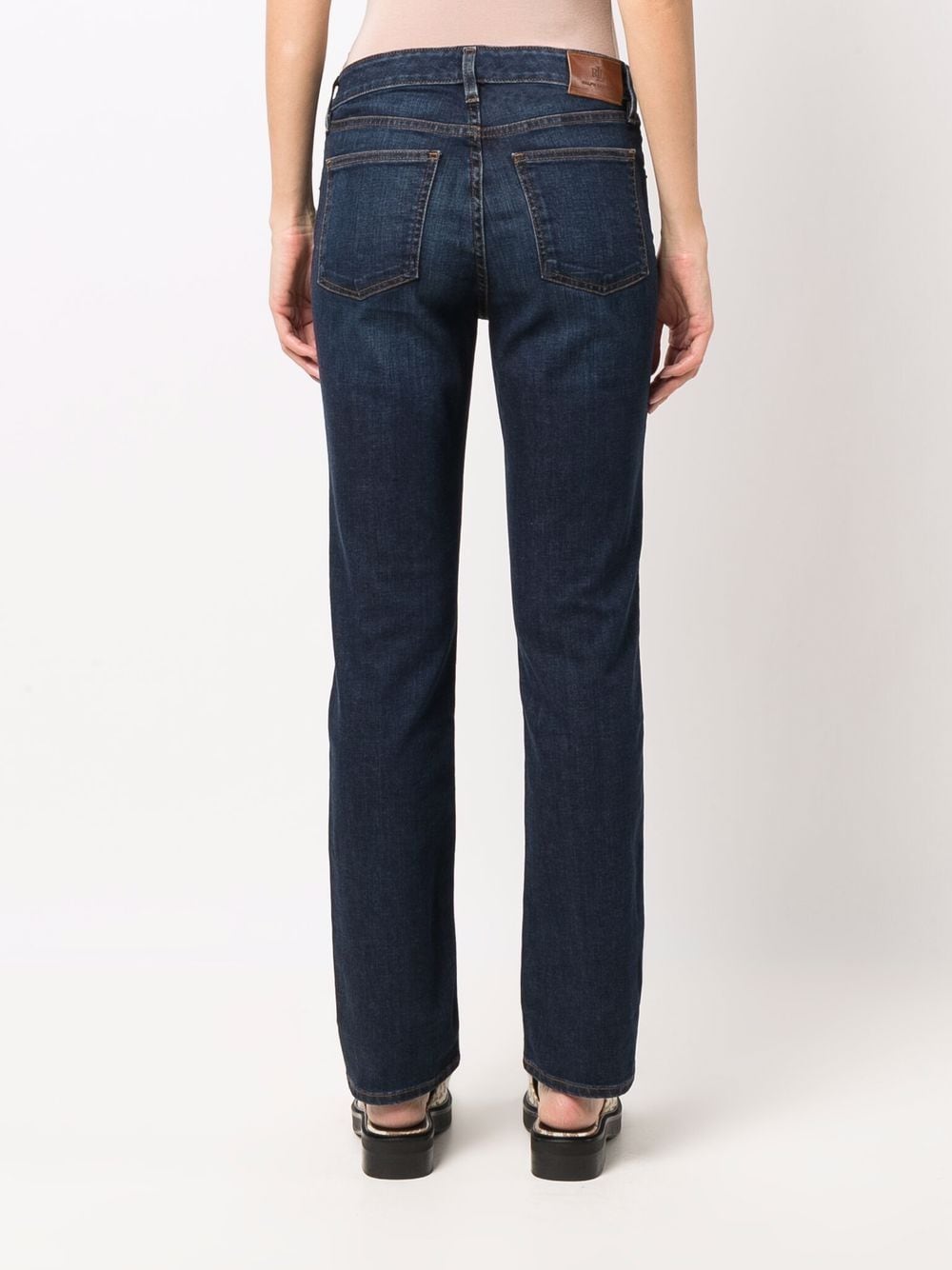 Shop Lauren Ralph Lauren Mid-rise Straight Leg Jeans In Blue