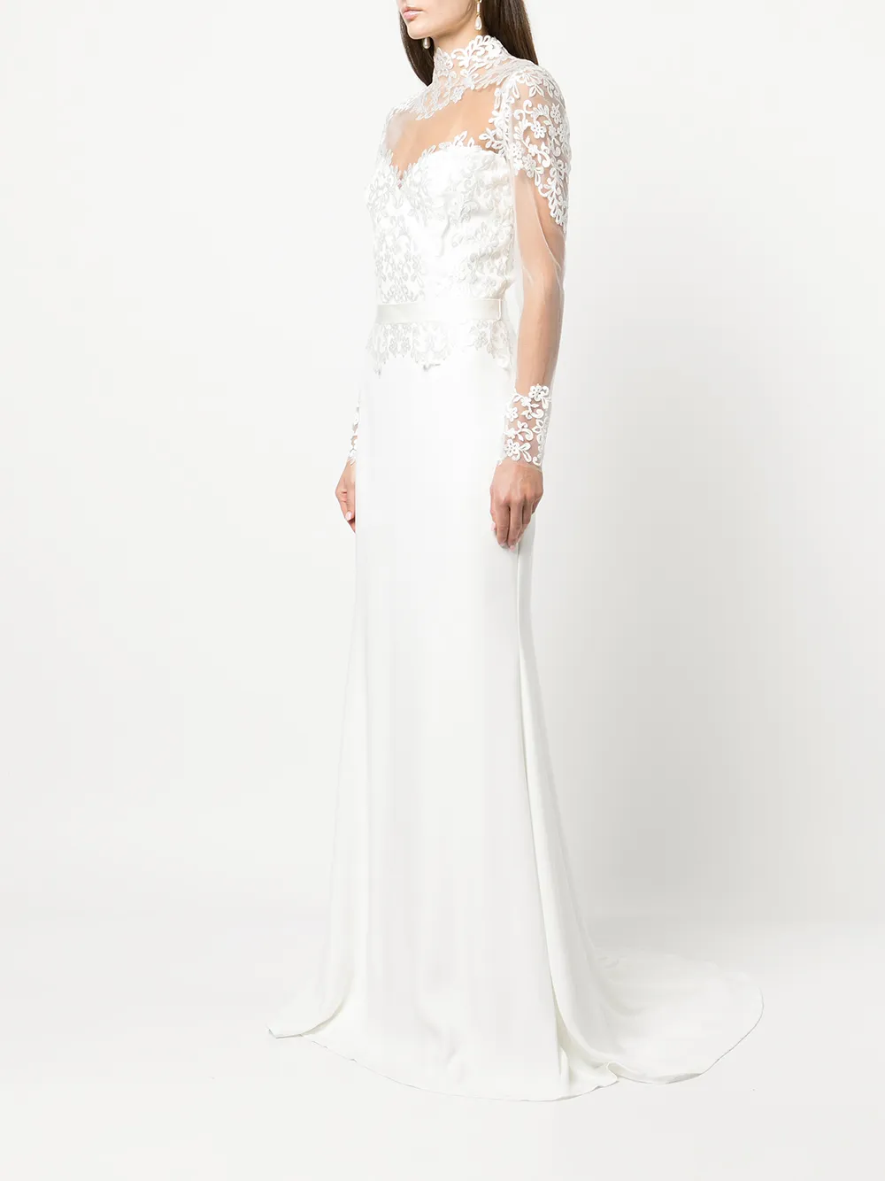 фото Tadashi shoji платье с длинными рукавами и кружевной вставкой