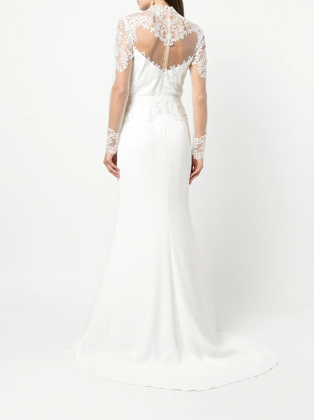 фото Tadashi shoji платье с длинными рукавами и кружевной вставкой