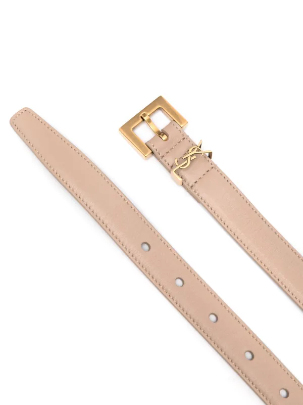 Saint Laurent Cassandre Leather Belt | Neutrals | FARFETCH