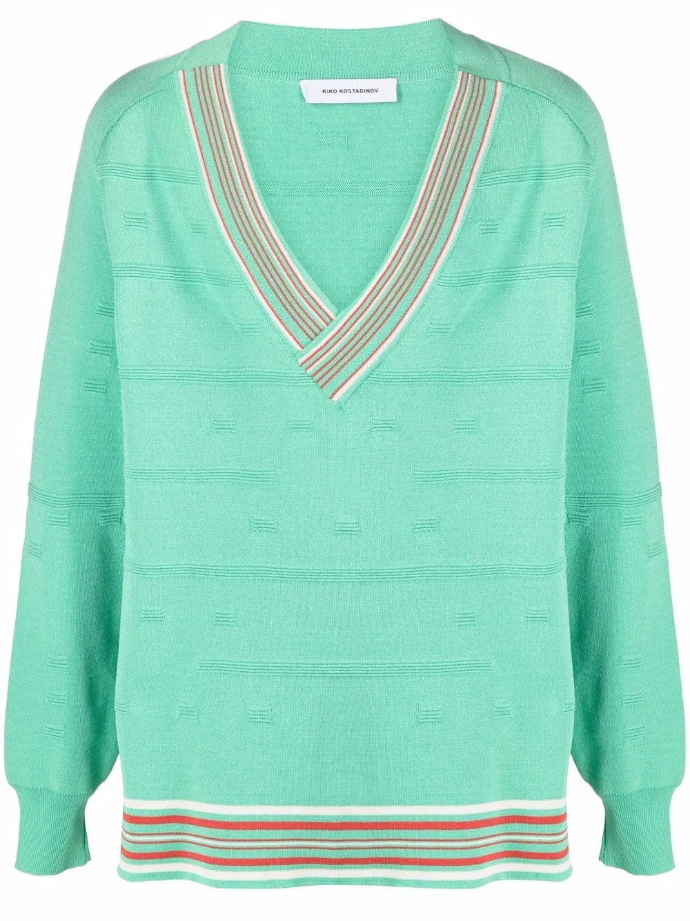 Kiko Kostadinov джемпер с V-образным вырезом и отделкой в полоску
