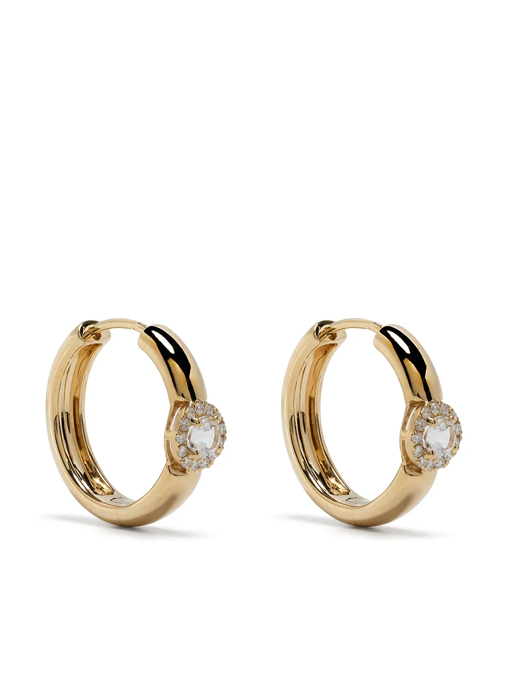 

Kiki McDonough 18kt yellow gold Grace white topaz and diamond hoop earrings