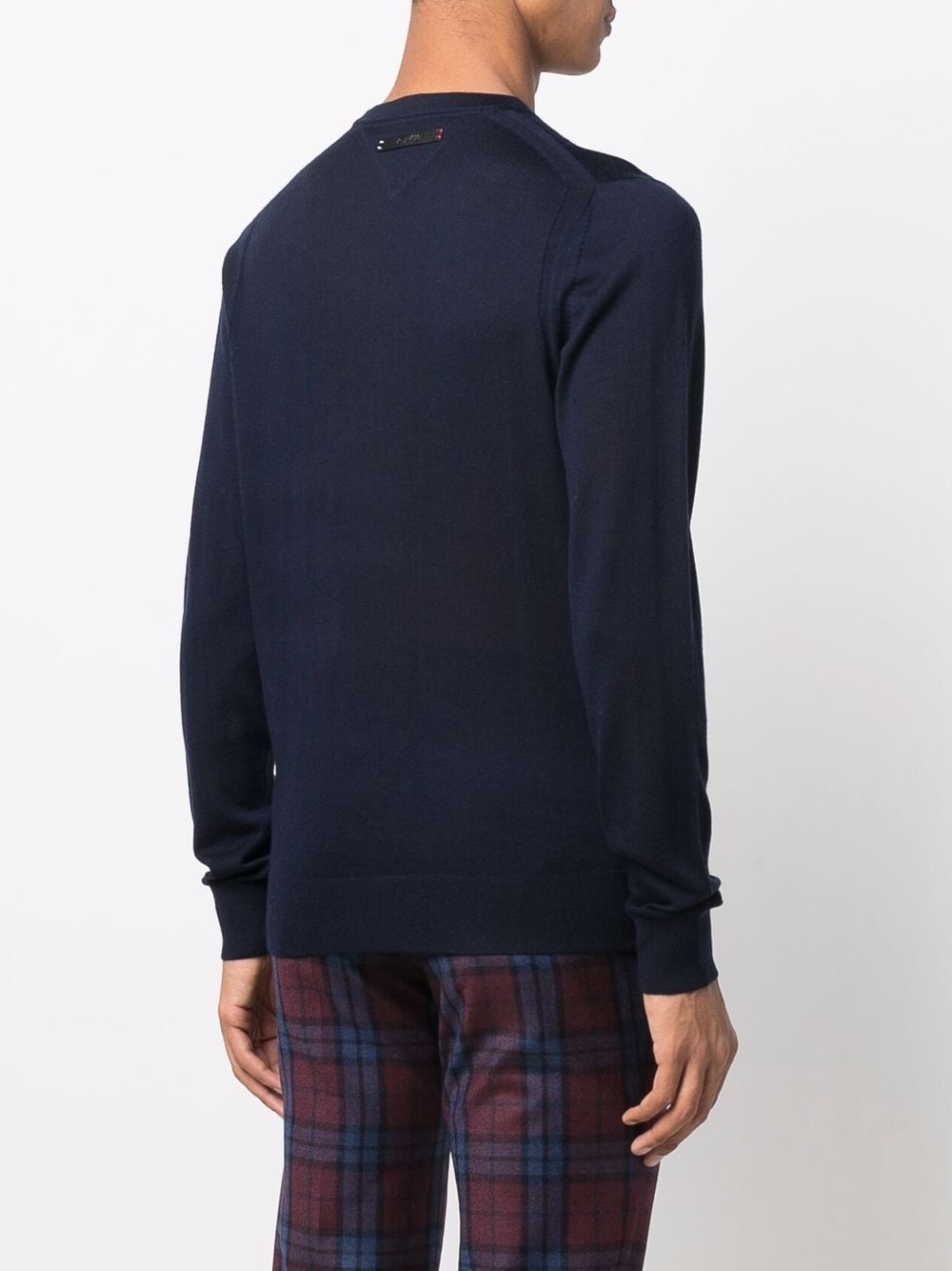 Shop Tommy Hilfiger Crew-neck Fine-knit Jumper In Blue