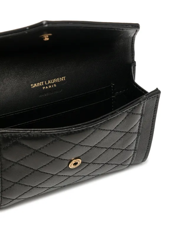 SAINT LAURENT - Envelope quilted leather clutch bag