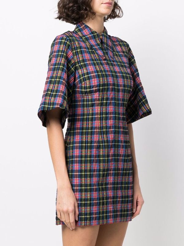 short sleeve checkered dress