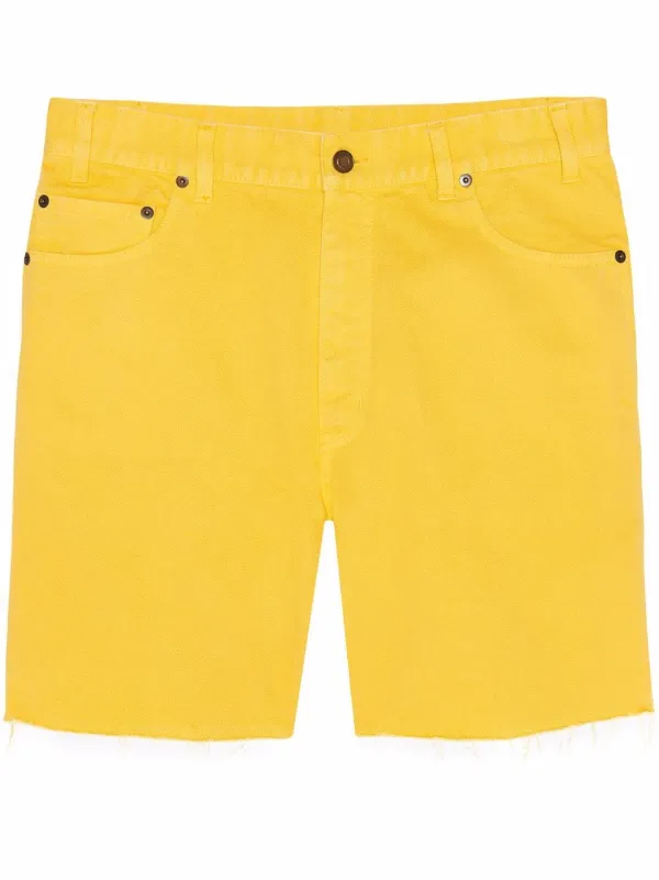 Saint Laurent mid rise Denim Shorts Yellow FARFETCH AE