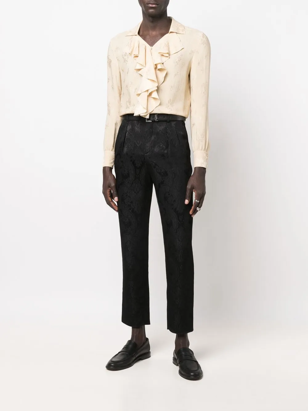 Saint Laurent Overhemd met ruche afwerking - Beige