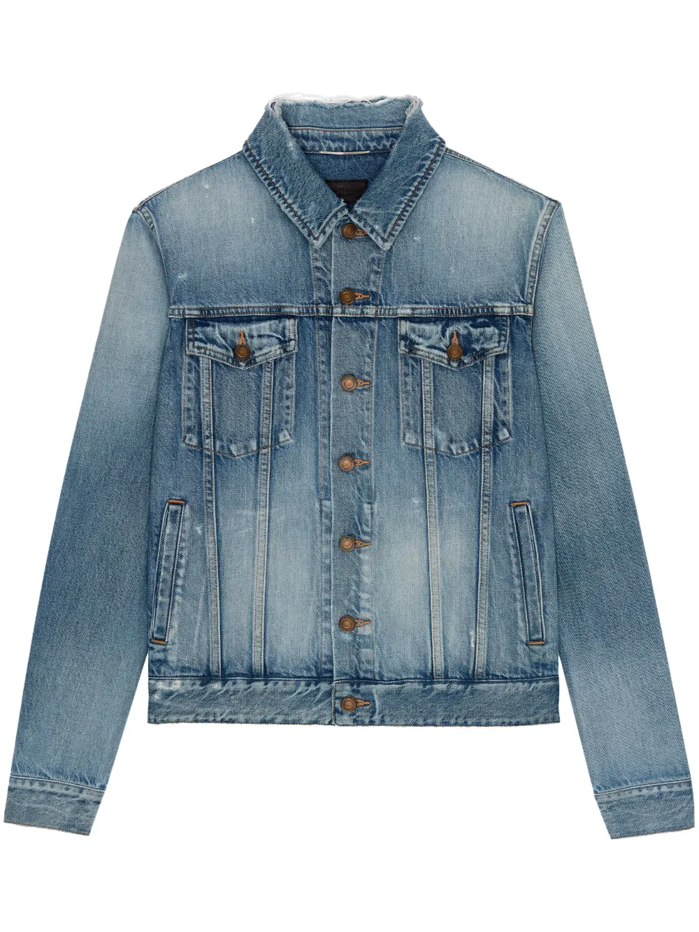 Shop Saint Laurent Faded-effect Denim Jacket In Blue