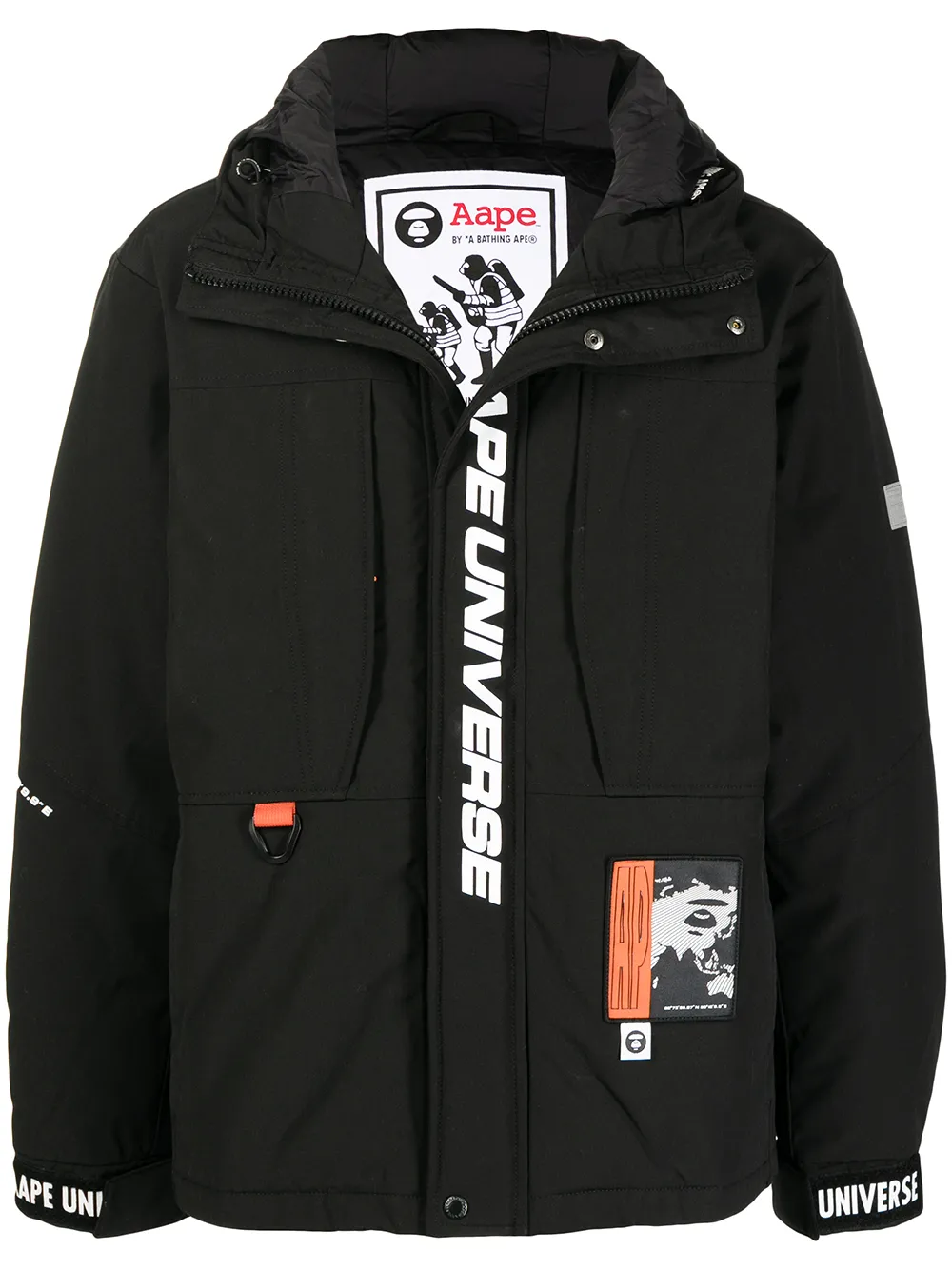 

AAPE BY *A BATHING APE® chamarra capitonada con logo estampado - Negro