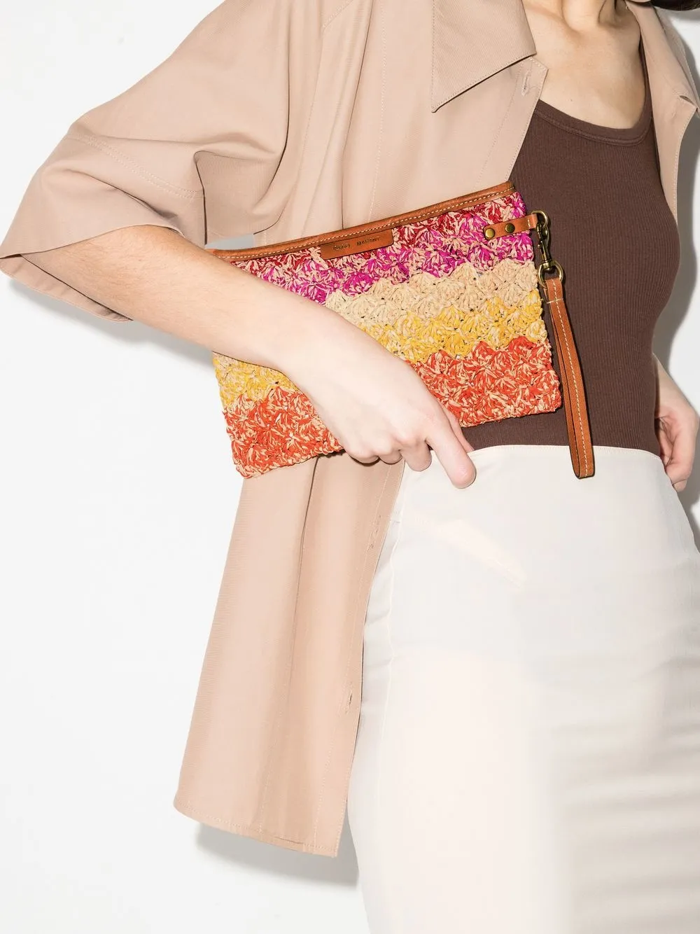 Image 2 of Isabel Marant Bora striped clutch bag