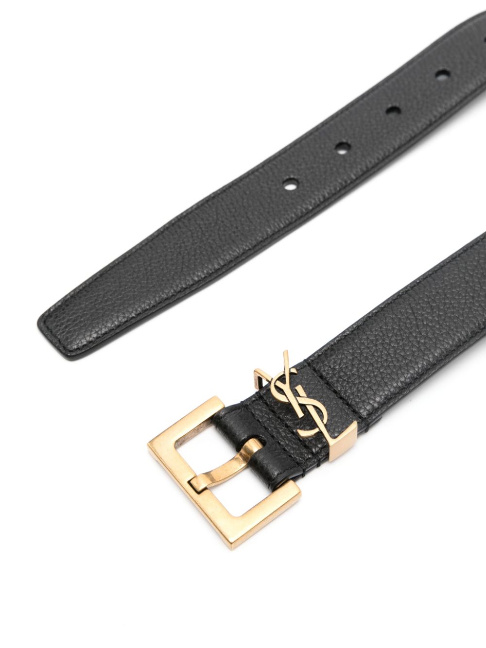 Saint Laurent Cassandre leather belt - Black