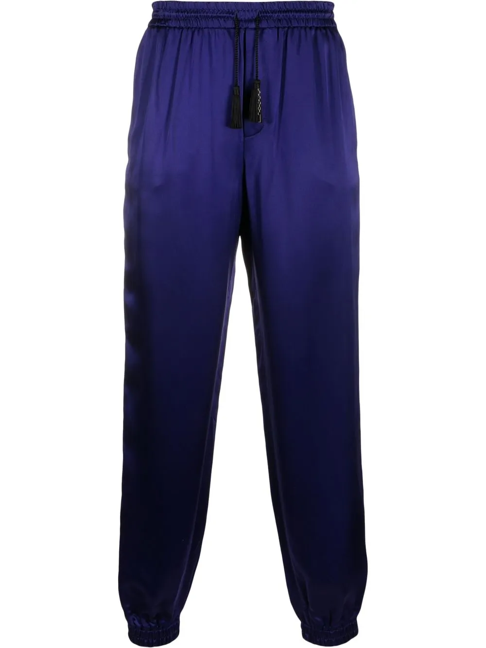 tapered-leg silk trousers