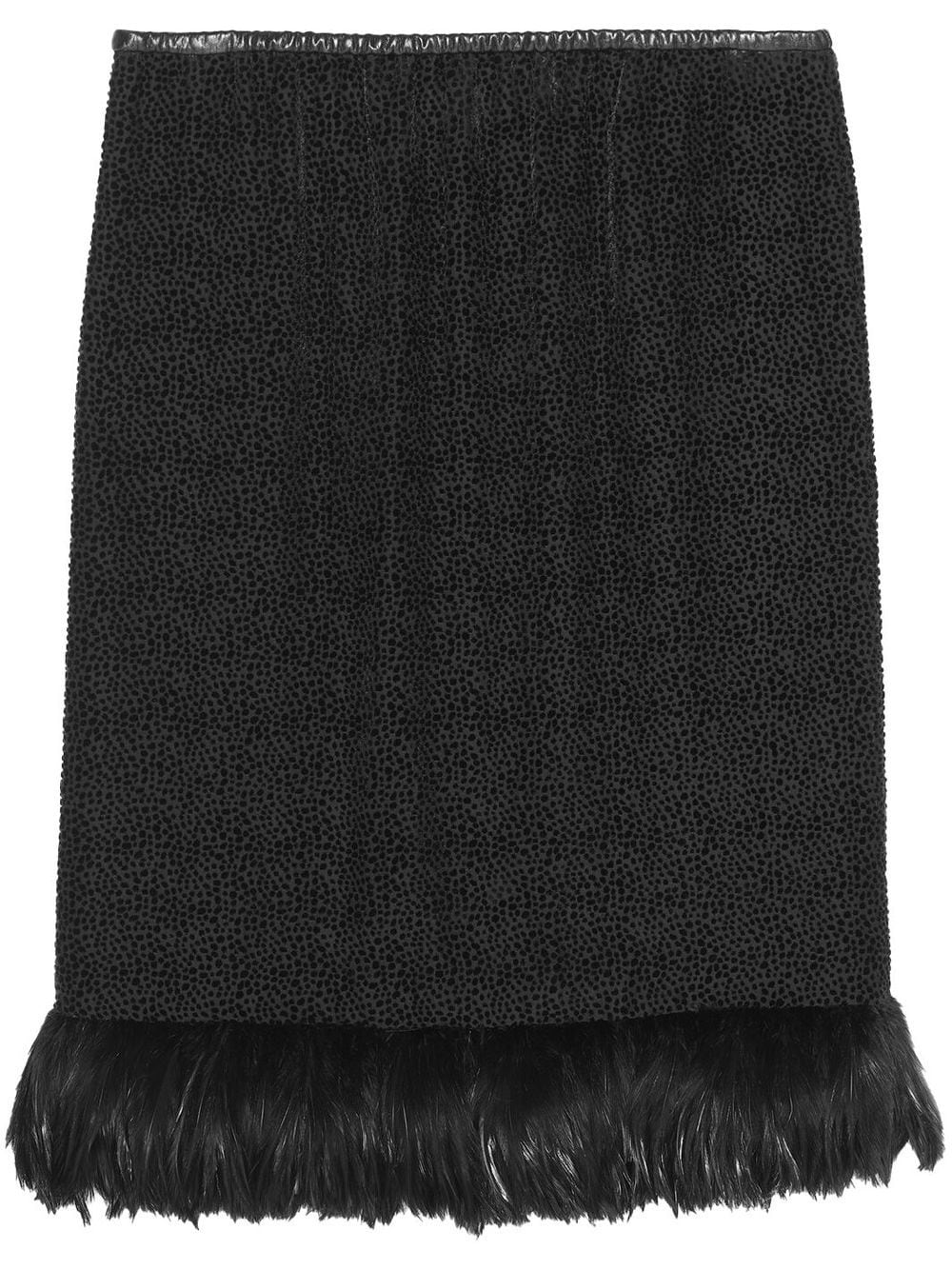 Saint Laurent Feather-trim Slip Skirt In Schwarz