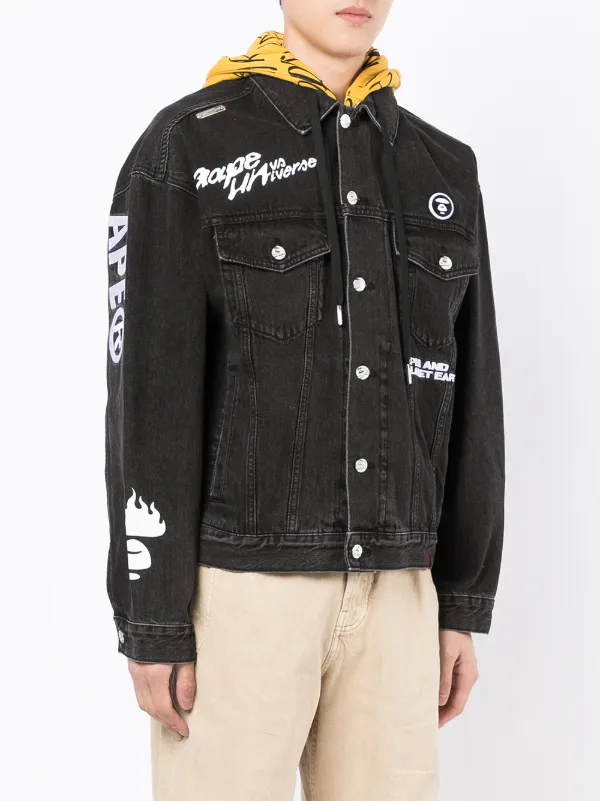 AAPE BY *A BATHING APE® Logo Hooded Denim Jacket - Farfetch