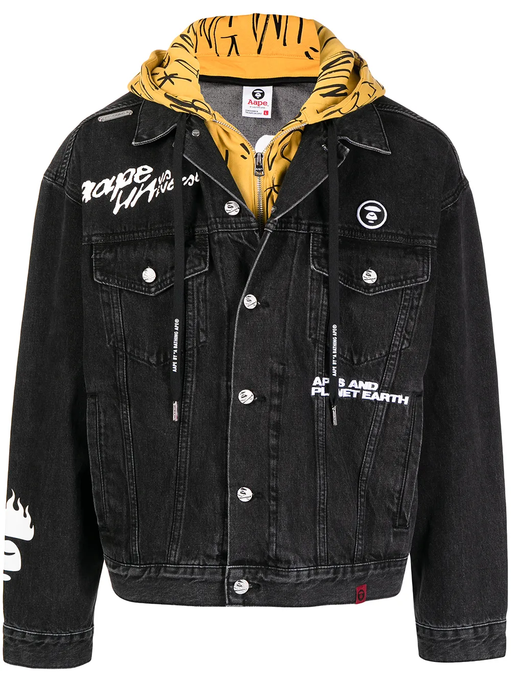 AAPE BY *A BATHING APE® logo hooded denim jacket