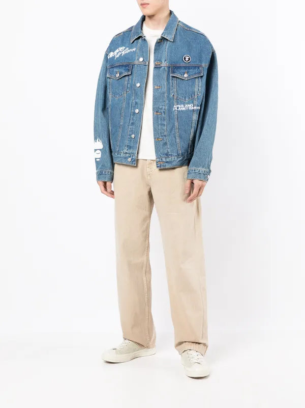 raised-logo hooded denim jacket with 