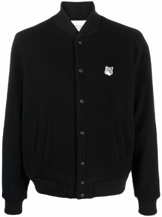 Maison Kitsuné fox-patch button-up Bomber Jacket - Farfetch