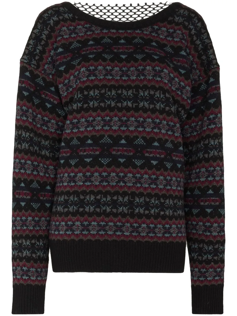 

Raf Simons V-back fair isle wool jumper - Black