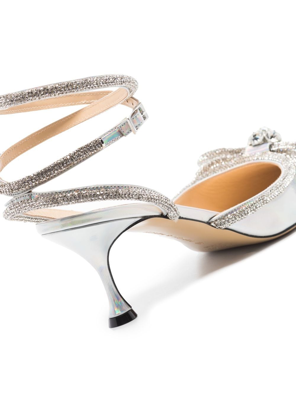 Shop Mach & Mach 65mm Double-bow Iridescent Pumps In Silver