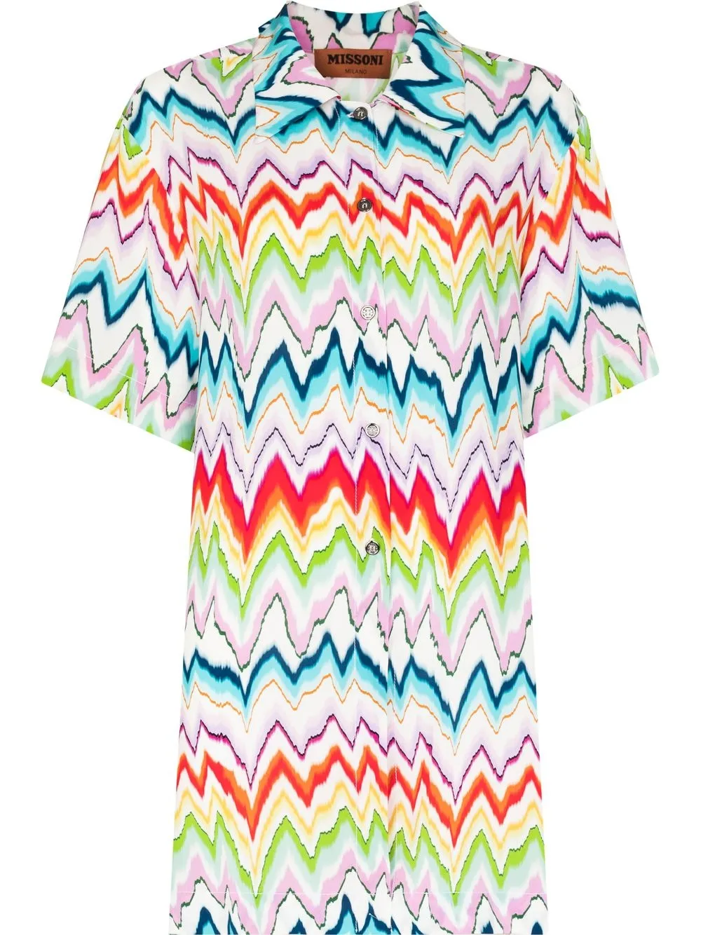 zigzag-print longline shirt