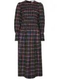 GANNI seersucker smocked midi dress - Green