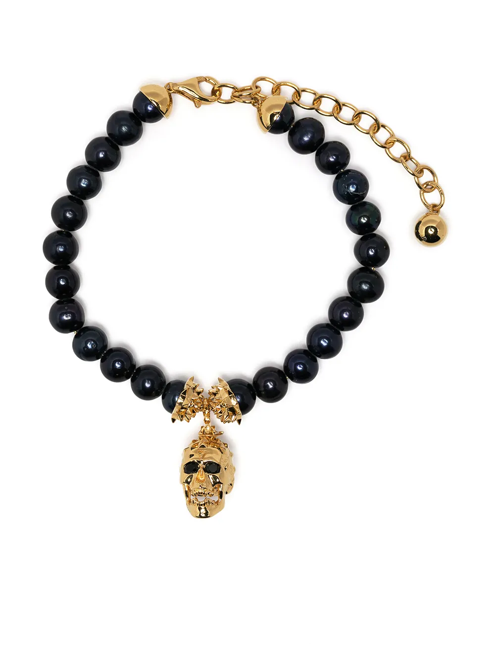 

Kasun London pulsera Skull and Pearl - Negro