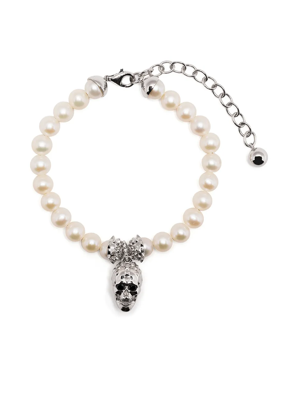 

Kasun London pulsera Skull and Pearl - Blanco