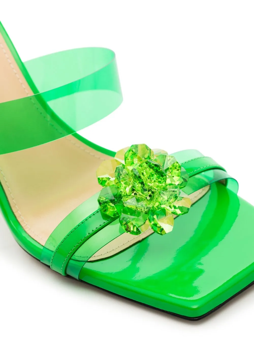Image 2 of MACH & MACH 95mm crystal-flower flare-heel sandals